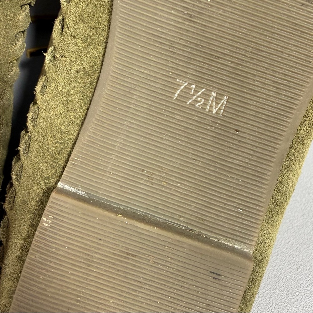 Latigo Gamine Olive Green Suede Moccasins with Leather Laces - Picture 13 of 16